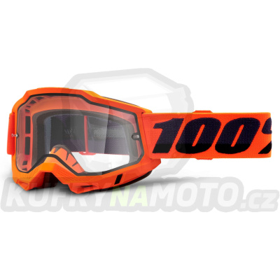 ACCURI 2, 100% Enduro Moto brýle Orange, čiré Dual plexi