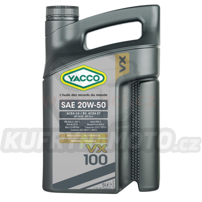 Motorový olej YACCO VX 100 20W50, 5 L