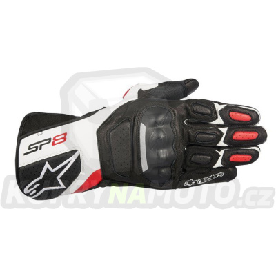 Rukavice dámské kožené Alpinestars SP-8 V2 - černo-bílo-červené