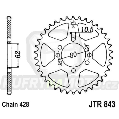 Řetězová rozeta JT JTR 843-51 51 zubů, 428
