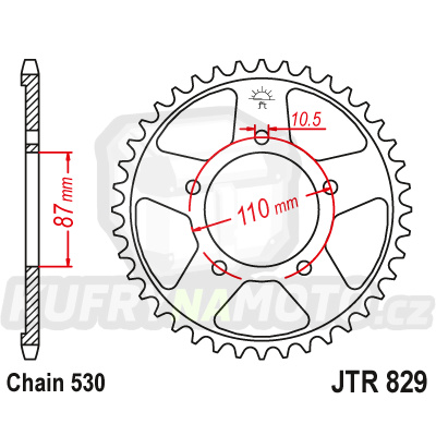 Řetězová rozeta JT JTR 829-47 47 zubů, 530 – akce