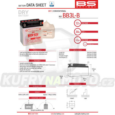 BS baterie moto BB3L-B (YB3L-B) 98X56X110 s elektrolytem v balení - konvenční (30A) (12)