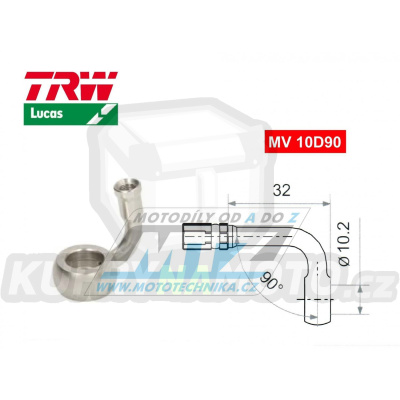 Koncovka brzdové hadice TRW VarioFlex MV10D90 (banjo 10mm zahnuté 90°) - materiál nerez