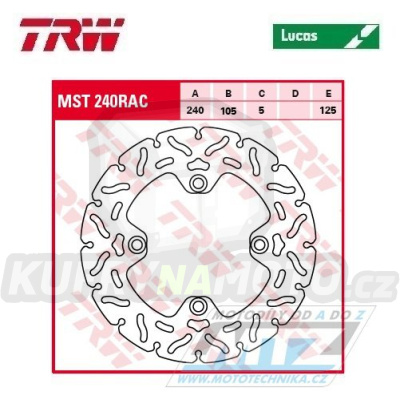 Kotouč brzdový TRW MST240RAC (240/105/5D) - zubatý design - Buell + Cagiva Elefant+GranCanyon+Navigator + Honda Forza+Nes+SH125+Nes150+SH150 + CB250+Forza250+Forza300+SH300 + CB400+CB500+CB500S + XL600V+XL650V+XRV650 AfricaTwin + XL700V Transalp+CB75