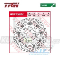 Kotouč brzdový plovoucí TRW MSW216RAC (320/61/5D) - zubatý design - Kawasaki ZXR750+ZX7R Ninja+ZX7RR Ninja+ZX9R Ninja+ZX9R Ninja+ZZR1100+ZX12RNinja + ZZR1200+VN1500+VN1600 + Suzuki VZ1600Marauder