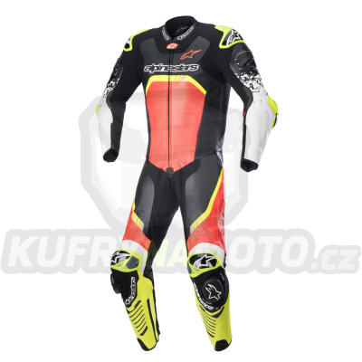 jednodílná kombinéza GP TECH 4, TECH-AIR kompatibilní, ALPINESTARS (červená fluo/žlutá fluo/černá/bílá) 2024