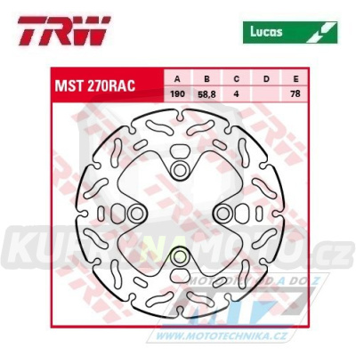 Kotouč brzdový TRW MST270RAC (190/59/4D) - zubatý design - Honda MSX125 / 13- + Z125Monkey