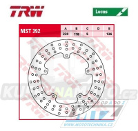 Kotouč brzdový TRW MST392 (220/119/5D) - BMW HP4 1000RR / 12-16 + S1000R / 17 + S1000RR / 09-19 + S1000XR / 15-19