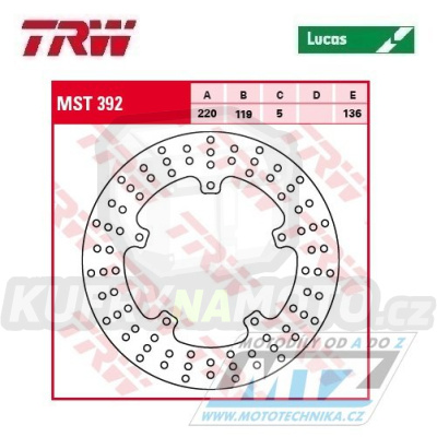 Kotouč brzdový TRW MST392 (220/119/5D) - BMW HP4 1000RR / 12-16 + S1000R / 17 + S1000RR / 09-19 + S1000XR / 15-19