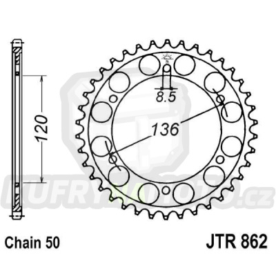 Řetězová rozeta JT JTR 862-44 44 zubů, 530