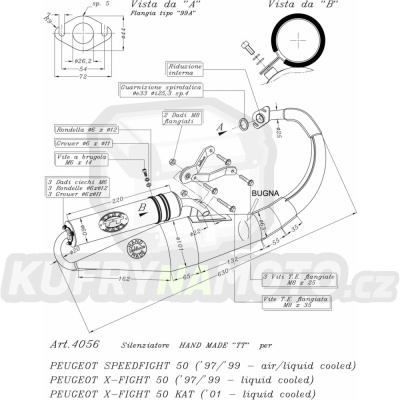 Výfuk Leo Vince Peugeot  SPEEDFIGHT 50 air/liquid cooled 1997 - 1999 HAND MADE TT LVKN691-4056