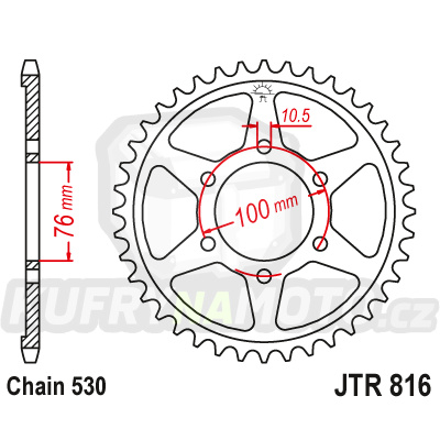 Řetězová rozeta JT JTR 816-38 38 zubů, 530