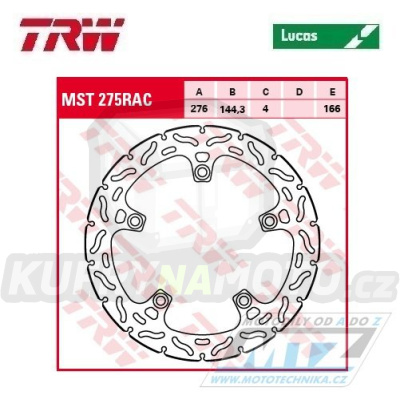 Kotouč brzdový TRW MST275RAC (276/144/5D) - Honda CBR125R / 11-17