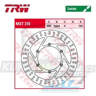 Kotouč brzdový TRW MST310 (300/126,5/6D) - KTM 400LC4 Enduro + 620LC4 + 640LC4 Adventure + 640LC4 Enduro + 660LC4 Rally+690 Enduro + LC8 Adventure