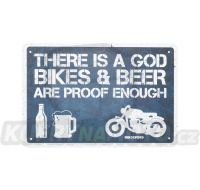 plechová cedule THERE IS A GOD, OXFORD (šedá/bílá, rozměr 30 x 20 cm)