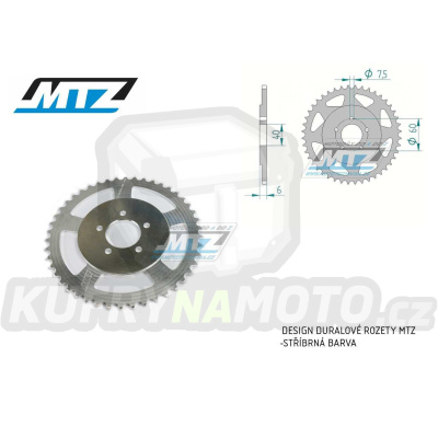 Rozeta řetězová (převodník) Dural KTM50B-43zubů MTZ stříbrná - KTM 50SX Pro Senior LC / 03-13