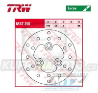 Kotouč brzdový TRW MST250 (155/41/3D) - Aprilia + Yamaha + Sinnis + Piaggio + PGO + Peugeot + MZ + Malaguti + Hyosung + Gilera + Gareli +Fantic +Adly