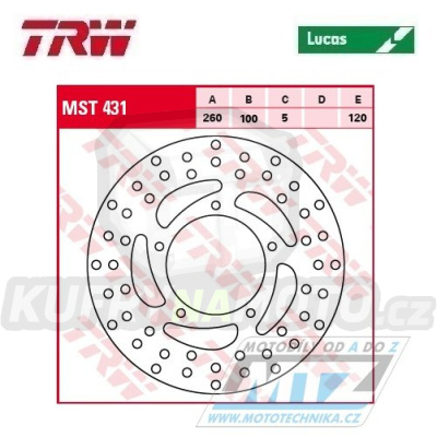 Kotouč brzdový TRW MST431 (260/100/5D) - Aprilia Mana 850 / 07-16