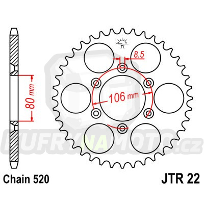 Řetězová rozeta JT JTR 22-45 45 zubů, 520