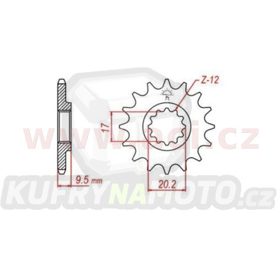 řetězové kolečko pro sekundární řetězy typu 420, Q-TECH (13 zubů)