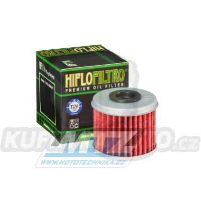 Filtr olejový HF116 (HifloFiltro) - Honda CRF250R+CRF250X+CRF450R+CRF450X+CRF150R+TRX450 + Husqvarna TE250+TC250+TCX250+ TE310+ TXC310 + Polaris 325 + Honda HM CREF250R+CRMF250 + CREF450R+CRMF450+CREX500+CRMX500