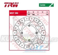 Kotouč brzdový TRW MST306 (250/100/4D) - Kawasaki KDX200+KDX250+KLX250R+KLX300 + KX125 / 89-02 + KX250 / 87-02 + KX500 / 87-04