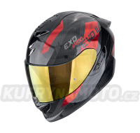 Moto přilba SCORPION EXO-1400 EVO II CARBON AIR PLATTED černo/červená