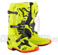 boty TECH 10, ALPINESTARS (žlutá fluo/černá/červená fluo) 2024