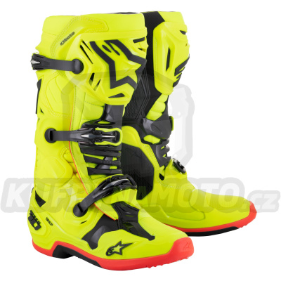 boty TECH 10, ALPINESTARS (žlutá fluo/černá/červená fluo) 2024