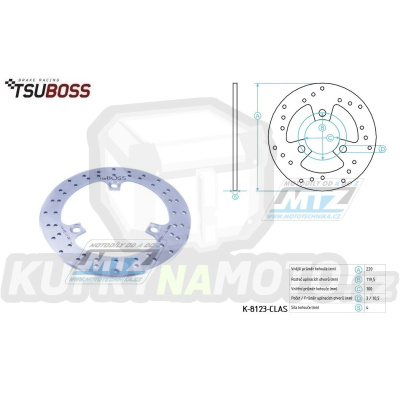 Kotouč brzdový nerezový (220/100/3D) - Suzuki UH125 Burgman / 02-05 + UH150 Burgman / 02-05