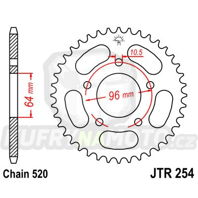 Řetězová rozeta JT JTR 254-37 37 zubů, 520
