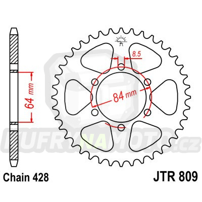 Řetězová rozeta JT JTR 809-51 51 zubů, 428