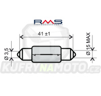 Žárovka RMS 246510145 12V 15W, T15X44 S8.5 bílá