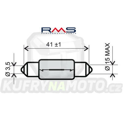 Žárovka RMS 246510145 12V 15W, T15X44 S8.5 bílá