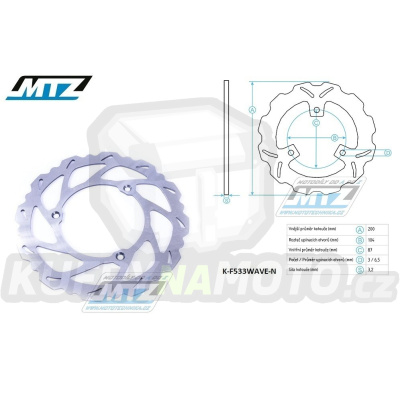 Kotouč brzdový MTZ nerezový - zubatý desing Wave - Husqvarna TC65 / 17-23 + KTM SX65 / 04-23 + Gas-Gas MC65 / 21-23