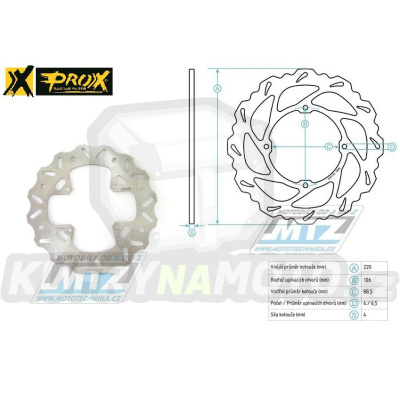 Kotouč brzdový PROX - zubatý desing Wave - Honda CR80 / 96-02 + CR85 / 03-07 + CRF150R / 07-24