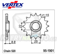 Kolečko řetězové (pastorek) 1901-14zubů Vertex 891-1248KC14 - KTM 125+150+200+250+300+360+380SX+EXC + 250+350+400+450+500+520+525+530SXF+EXCF + SMR+Freeride + Husaberg TE+FE + Husqvarna TC+TE+FC+FE + Gas-Gas MC+MCF+EC+ECF + Beta RR + Maico+Polaris