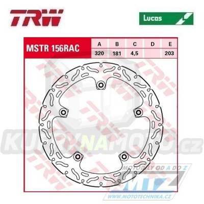 Kotouč brzdový TRW MSTR156RAC (320/181/5D) - BMW F800R / 15-17 + S1000XR + R1200Nine + R1200R+R1200RS+R1200RT + R1250RT