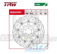 Kotouč brzdový plovoucí TRW MSW237RAC (330/64/6D) - zubatý design - Aprilia RSV4 1000RF / 17-19 + RSV4 1000RR / 17-19 + V4 1100Tuono / 17-19