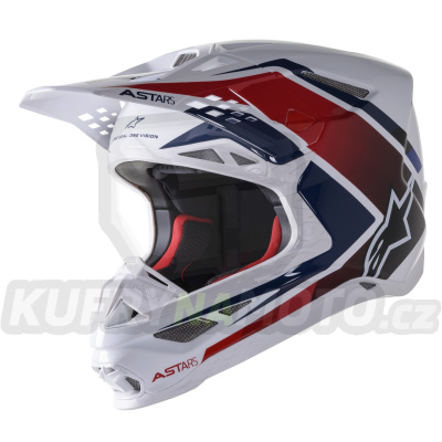 přilba SUPERTECH S-M10 CARBON META2, ALPINESTARS (bílá/červená/modrá lesklá) 2023