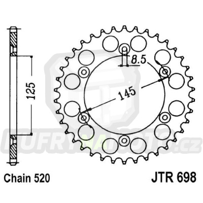 Řetězová rozeta JT JTR 698-44 44 zubů, 520