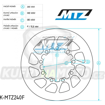 Kotouč brzdový (260/130/9D) - kulatý design - Kawasaki KL650 / 87-89