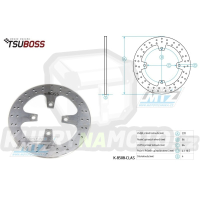 Kotouč brzdový (220/64/4D) - Suzuki UH125Burgman / 02-06 + UH150Burgman / 02-06