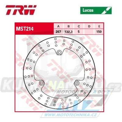 Kotouč brzdový TRW MST214 (267/132/3D) - Yamaha YP400 Majesty / 04-13
