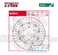 Kotouč brzdový plovoucí TRW MSW231 (316/105/6D) - kulatý design - MZ660 Skorpion / 94-01
