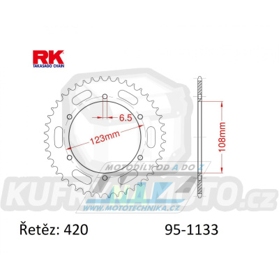 Rozeta ocelová (převodník) 1133-52zubů RK - Motor Hispania 50 RX + Peugeot 50 XR6 + Aprilia 50 RS+50 RS4+50 SX + Derbi 50 GPR Racing+50 GPR Nude+50 Senda SM DRD Racing+50 Senda SM X-treme+50 Senda SM Racing + Gilera 50 SMT