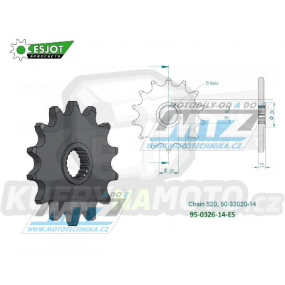 Kolečko řetězové (pastorek) 0326-14zubů ESJOT 50-32020-14 - Honda CR125R / 87-03