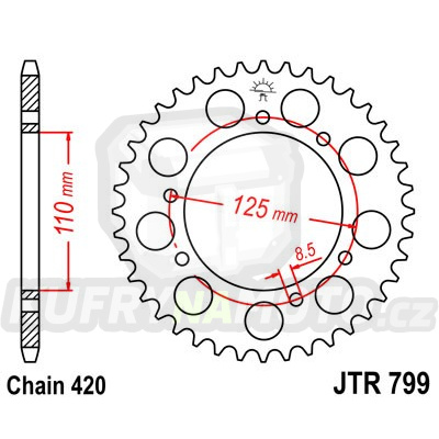 Řetězová rozeta JT JTR 799-50 50 zubů, 420