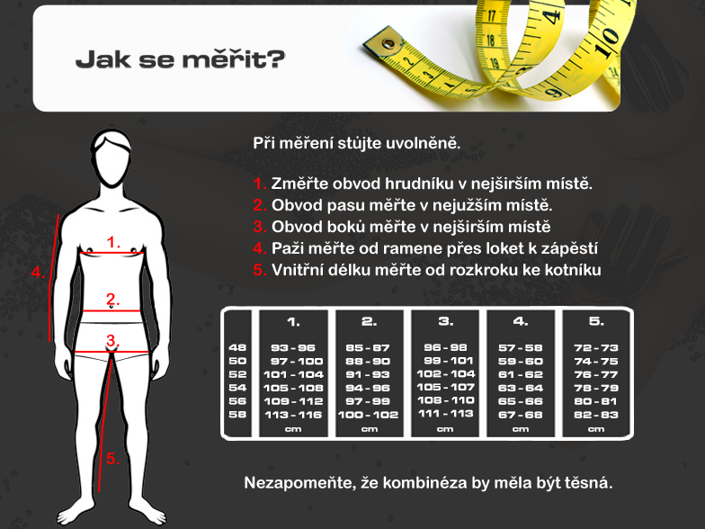 Tabulka pánské kombinézy 4SR