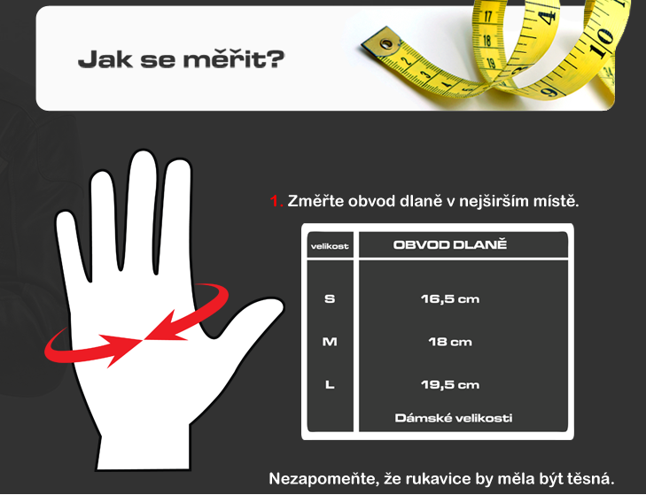 Tabulka rukavice dámské 4SR